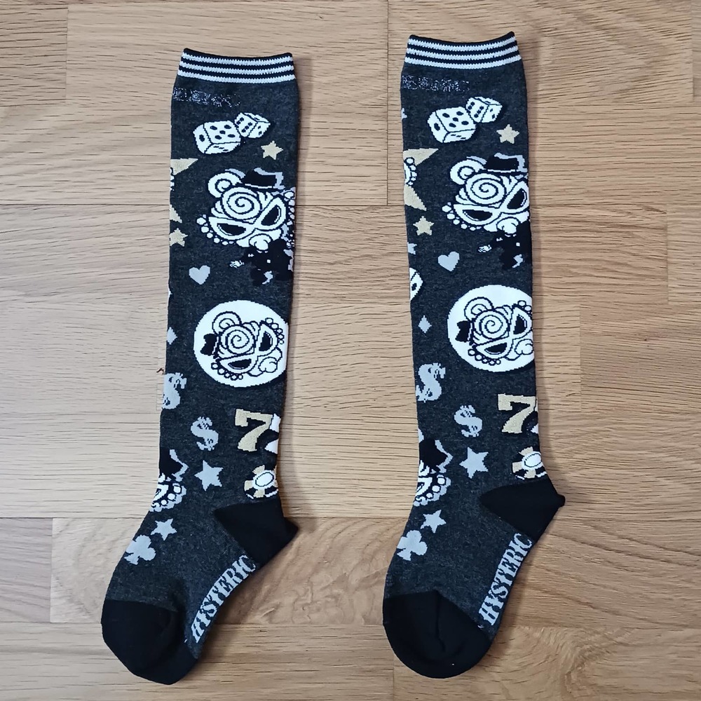 Nwot new hysteric mini grey gold knee high socks glamour toddler kids dollar